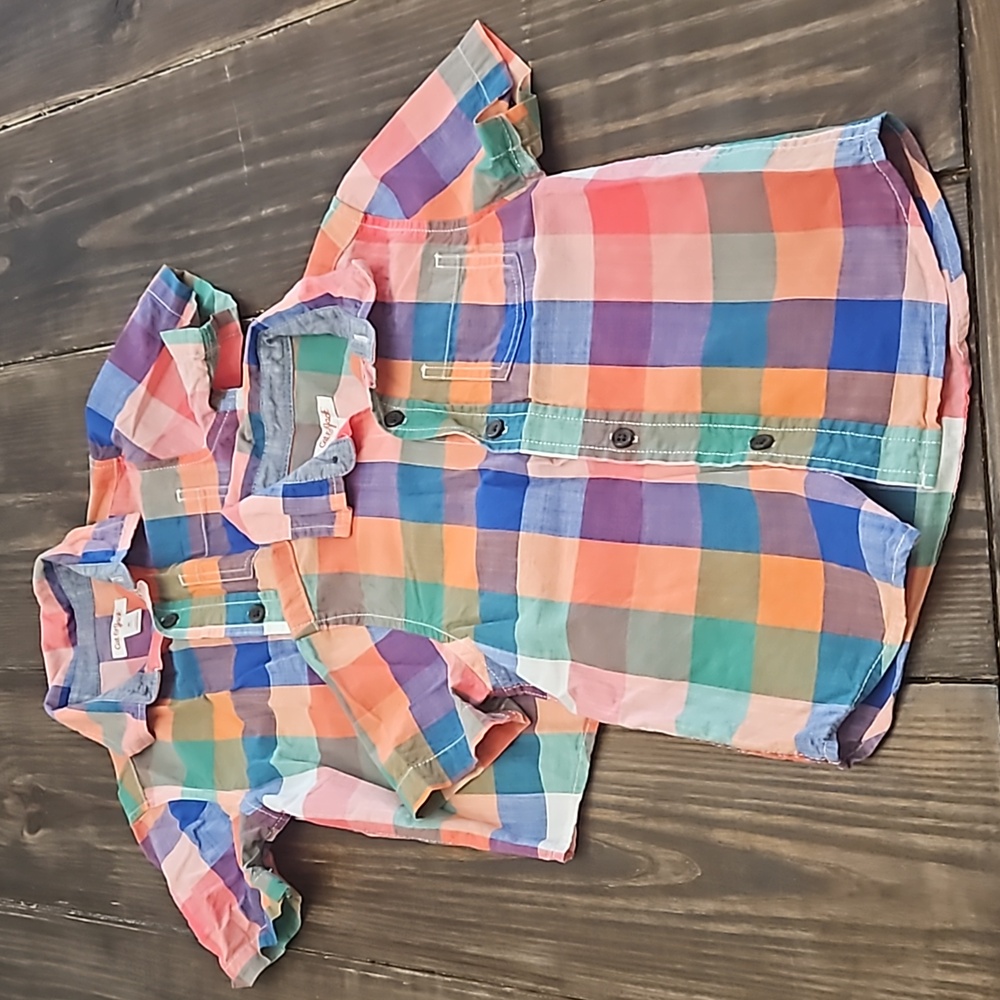 Cat & Jack Matching Twin Buttondown Plaid Short Sleeve Shirt 4T
